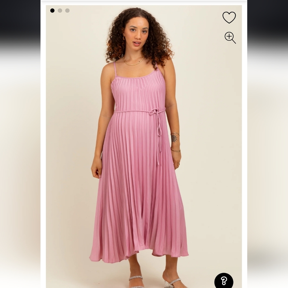PinkBlush Maternity Pink Pleated Midi Dress